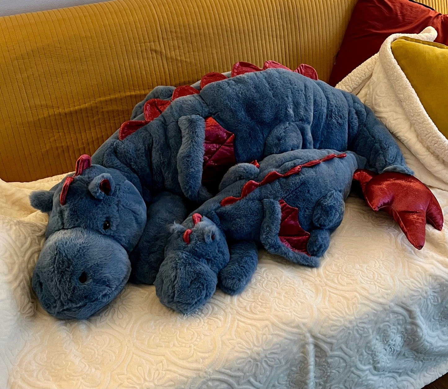 PREORDER - Jumbo Blue Strawberry Snuggle Dragon Plushie - 59 inches