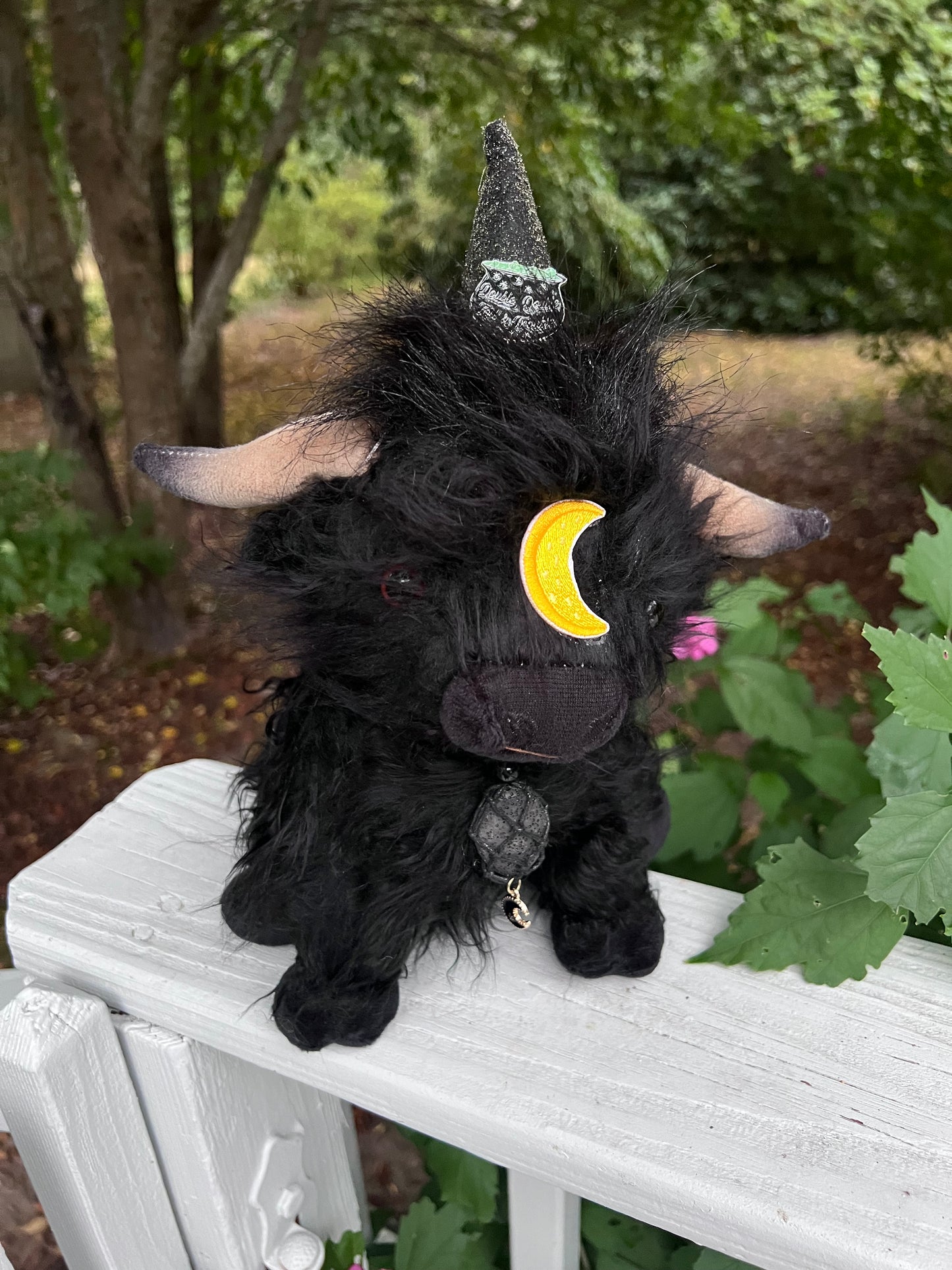 READY TO SHIP - Witches Brew Moon Moo Cow Plushie Familiar