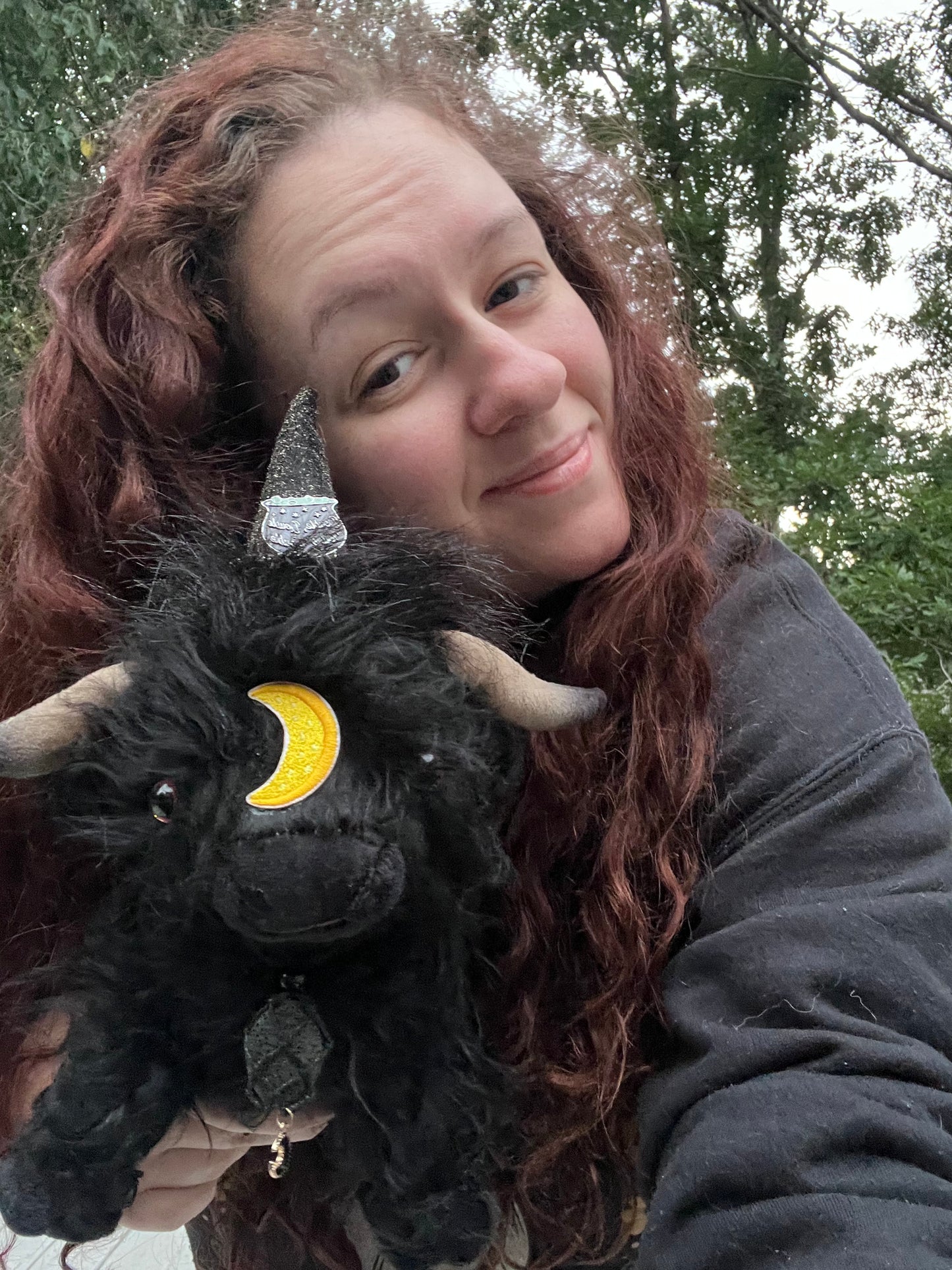 READY TO SHIP - Witches Brew Moon Moo Cow Plushie Familiar